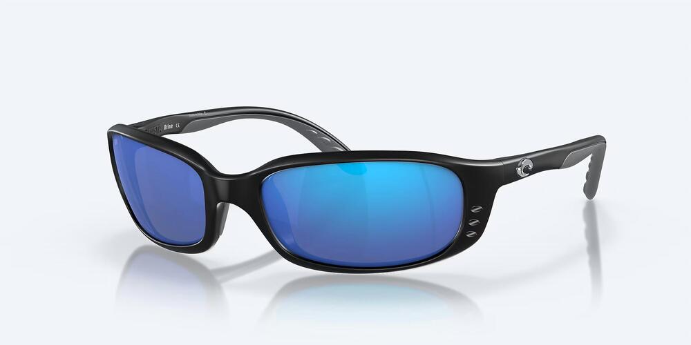 NEW COSTA DEL MAR unisex brine ii rectangular sunglasses in black frame / blue m